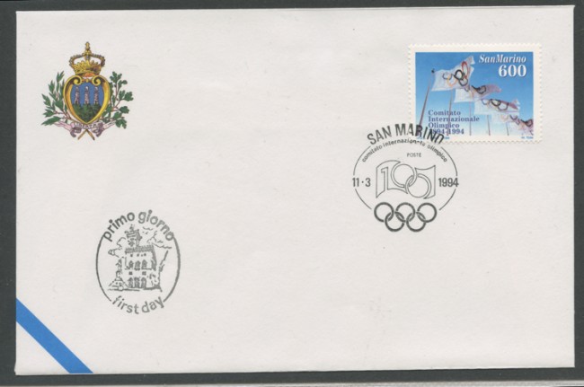 1994 - LOTTO/13489 - SAN MARINO - COMITATO OLIMPICO BUSTA FDC