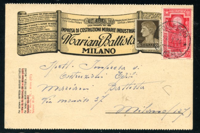 COLLEGNO - 1934 - LOTTO/14627 - REGNO - CART. COMMERCIALE PER  MILANO