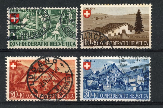1945 - LOTTO/22302 - SVIZZERA - PRO PATRIA 4v. - USATI