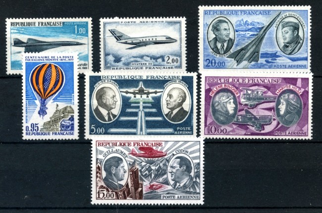 1965/1973 - FRANCIA - POSTA AEREA INSIEME DI 7 FRANCOBOLLI NUOVI - LOTTO/25065