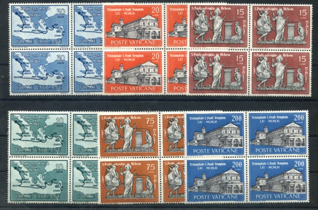 1961 - LOTTO/5876Q - VATICANO - SAN PAOLO A ROMA  6v. - QUARTINE