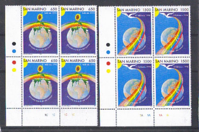 1998 - LOTTO/8188Q - SAN MARINO - GIORNATA DEL MALATO - QUARTINE