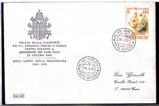 1983 - LBF/3748 - VATICANO - VEGLIA DELLA SOLENNITA' DI SAN PIETRO E PAOLO