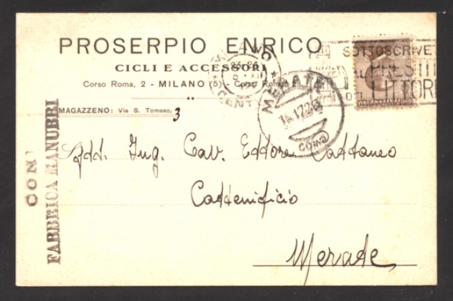 MILANO - 1926 - LBF/1363 - PROSERPIO ENRICO CICLI E ACCESSORI
