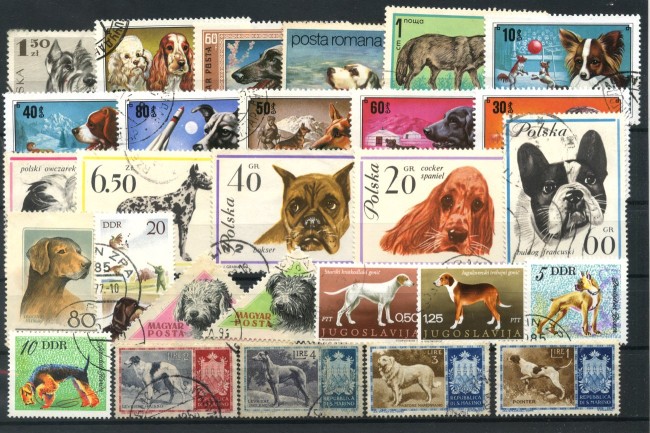 TEMATICA CANI - LOTTO/47449 - INSIEME DI 28 FRANCOBOLLI MONDO DIFFERENTI
