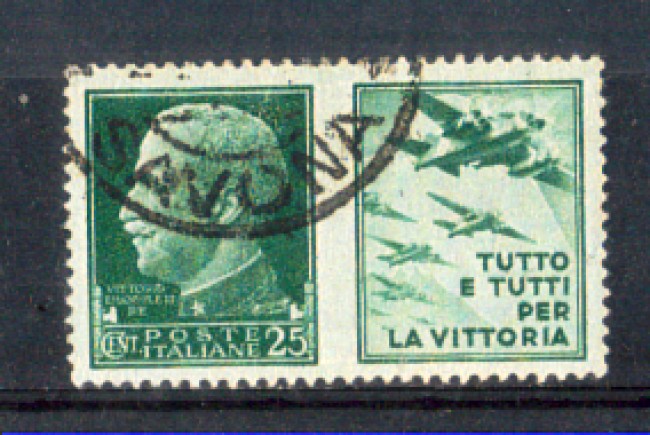 1942 - LOTTO/REGPG3U - REGNO -25c. PROPAGANDA AERONAUTICA- USATO