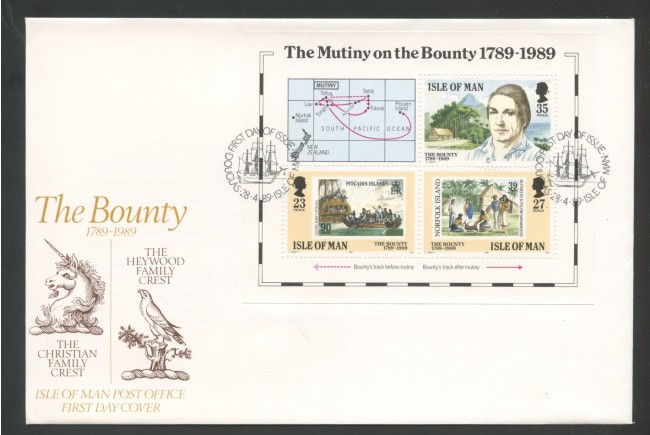 1989 - ISOLA DI MAN - LOTTO/41833 - AMMUTINAMENTO DEL BOUNTY  FOGLIETTO - BUSTA FDC