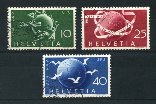 1949 - LOTTO/1886A - SVIZZERA - 75° ANNIVERSARIO U.P.U. 3v. - USATI