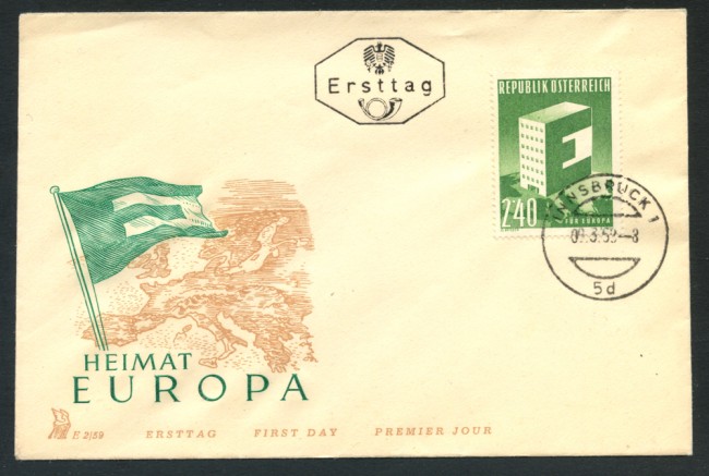 1958 - AUSTRIA - LOTTO/20391 - EUROPA BUSTA FDC