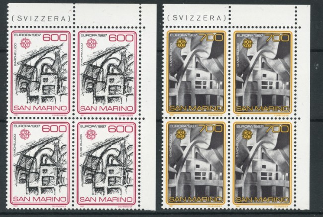 1987 - LOTTO/8073Q - SAN MARINO - EUROPA ARCHITETTURA MODERNA - QUARTINE NUOVE