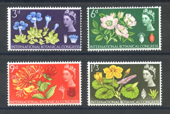 1964 - GRAN BRETAGNA - LOTTO/38796 - CONGRESSO BOTANICA 4v. NUOVI