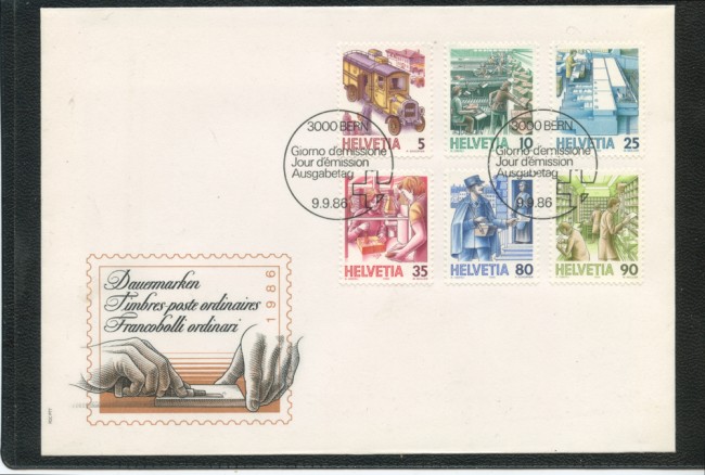 1986 - LOTTO/24531 - SVIZZERA - TRASPORTI POSTALI 6v. - BUSTA FDC