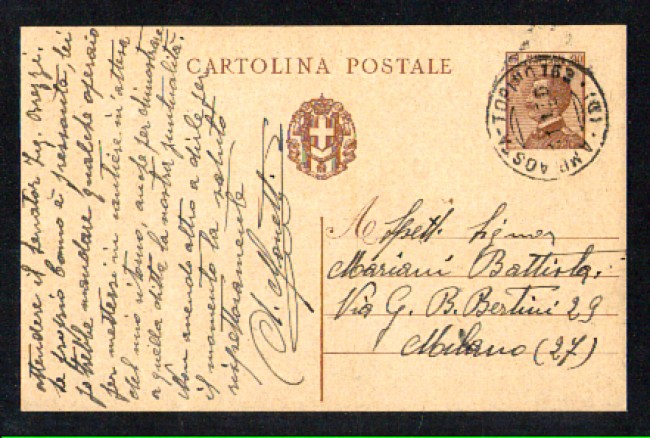 1930 - LOTTO/10811 - REGNO - AMB. AOSTA-TORINO 162 D -