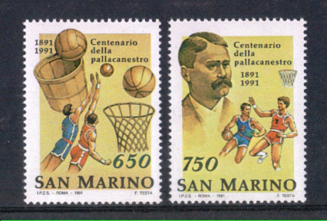 1991 - LOTTO/8115 - SAN MARINO - CENTENARIO PALLACANESTRO 2v. - NUOVI