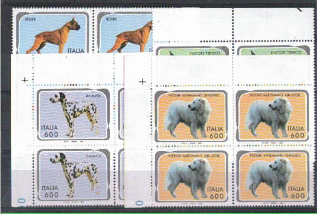 1994 - LOTTO/7033Q - REPUBBLICA - CANI DI RAZZA - QUARTINE