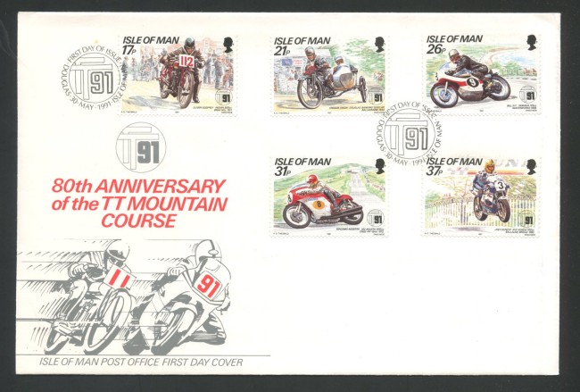 1990 - ISOLA DI MAN - LOTTO/41845 - CORSA MOTOCICLISTICA  5v. - BUSTA FDC
