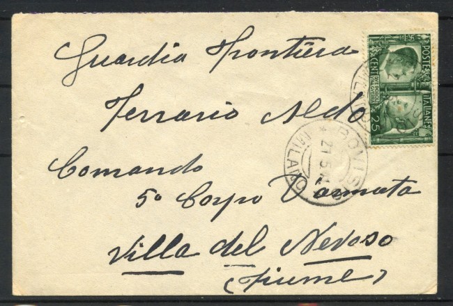 1947 - REGNO - LOTTO/40448 - BUSTA DA BOVISIO  A FIUME 