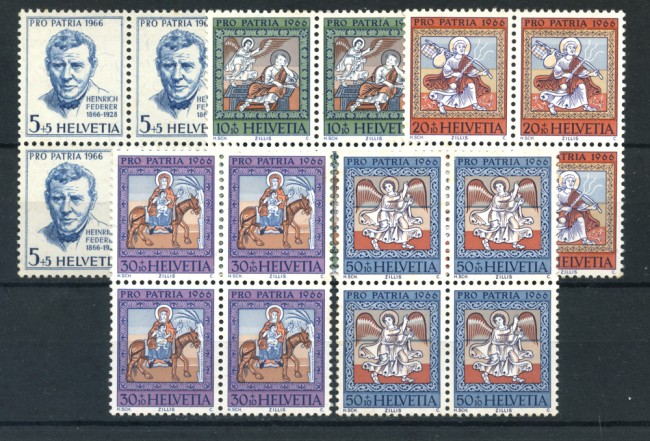 1966 - LOTTO/22331 - SVIZZERA - PRO PATRIA 5v. - QUARTINE