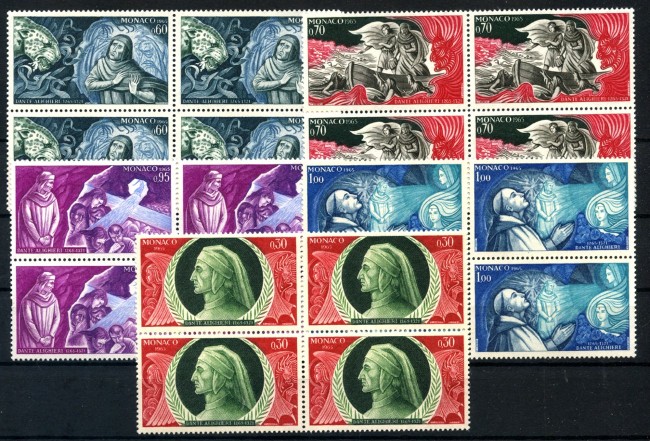 1966 - MONACO - LOTTO/38804 - DANTE ALIGHIERI 5v. - NUOVI QUARTINE