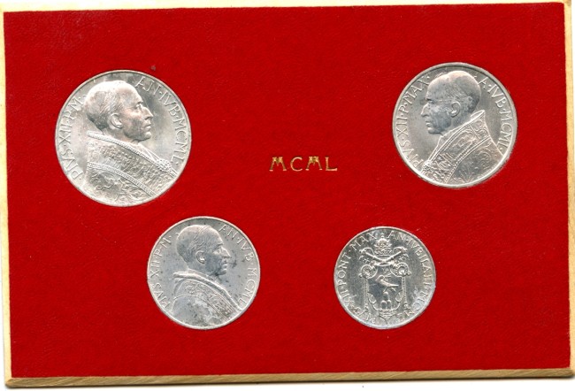 1950 - VATICANO - 1/2/5/10 LIRE PAPA PIO XII° ANNO SANTO - CARTONCINO ZECCA - LOTTO/35776