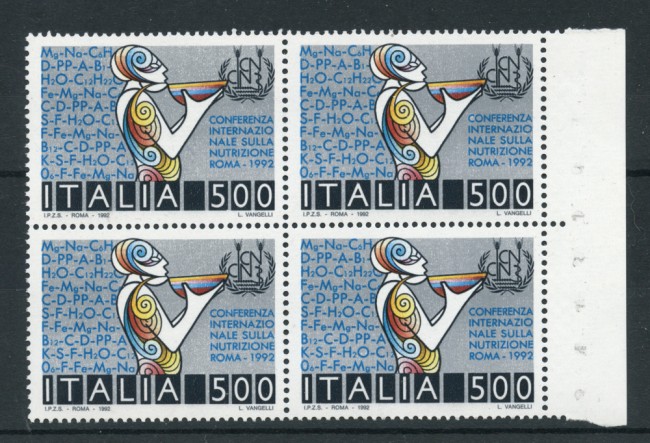1992 - LOTTO/7002Q - REPUBBLICA CONFERENZA NUTRIZIONE - QUARTINA NUOVI