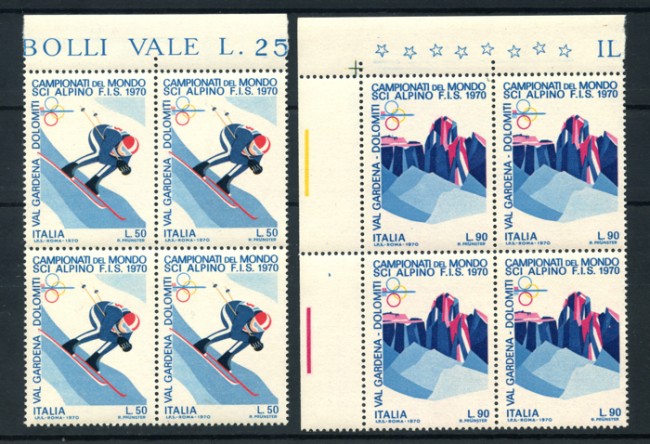 1970 - LOTTO/6522Q - REPUBBLICA - SCI ALPINO 2v.- QUARTINE NUOVE