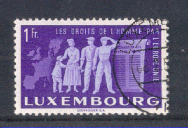 1951 - LOTTO/LUS444U - LUSSEMBURGO - 1 Fr. DIRITTI UOMO - USATO