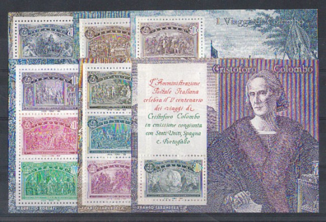 1992 - LOTTO/6989 - REPUBBLICA - SCOPERTA AMERICA FOGLIETTI