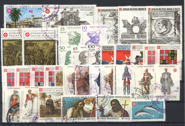 SOVRANO MILITARE ORDINE DI MALTA - LOTTO/48450 - INSIEME DI 35 FRANCOBOLLI USATI