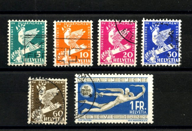 1932 - SVIZZERA - LOTTO/41673 - DISARMO 6v . - USATI
