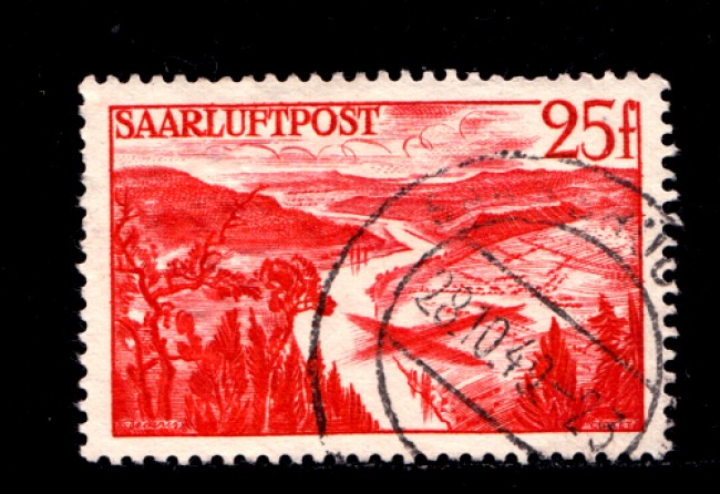 1948 - LOTTO/12955 -  SARRE - 25 Fr. ROSSO POSTA AEREA - USATO