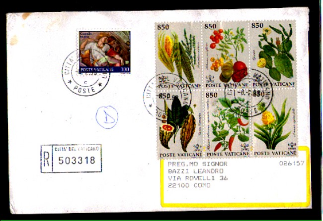 1992 - LOTTO/5785BU - VATICANO - FLORA DEL NUOVO MONDO - BUSTA