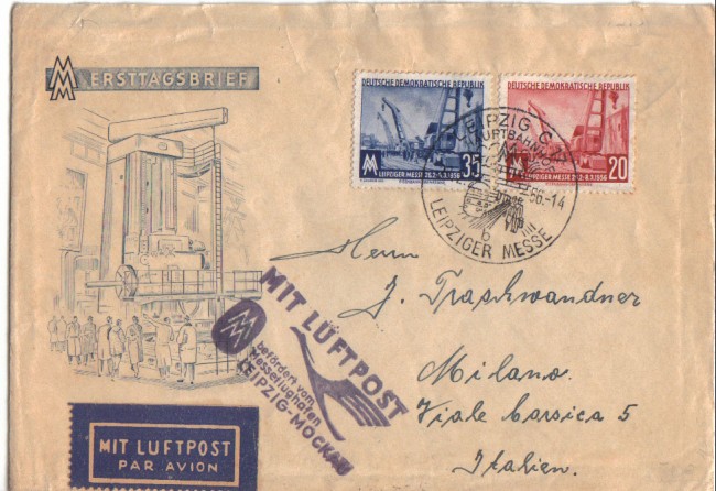 GERMANIA DEMOCRATICA  - 1956 - LBF/3235 - POSTA AEREA LIPSIA/MOCKAU
