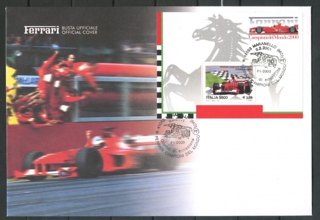 2001 - ITALIA REPUBBLICA - FERRARI CAMPIONI - BUSTA FDC FOGLIETTO - LOTTO/28896