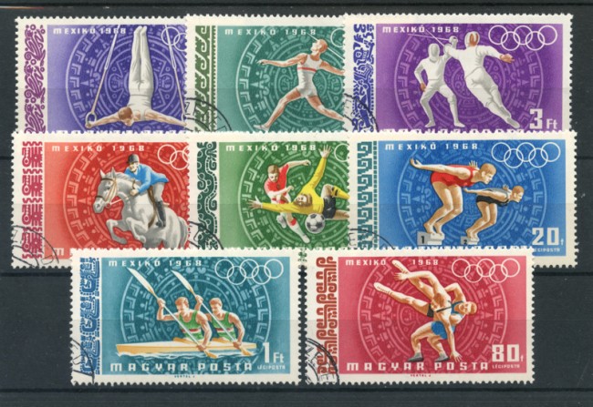 1968 - LOTTO/4555 - UNGHERIA - OLIMPIADI MESSICO 8v. - USATI
