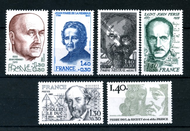 1980 - LOTTO/22654 - FRANCIA - PERSONAGGI CELEBRI 6v. - NUOVI