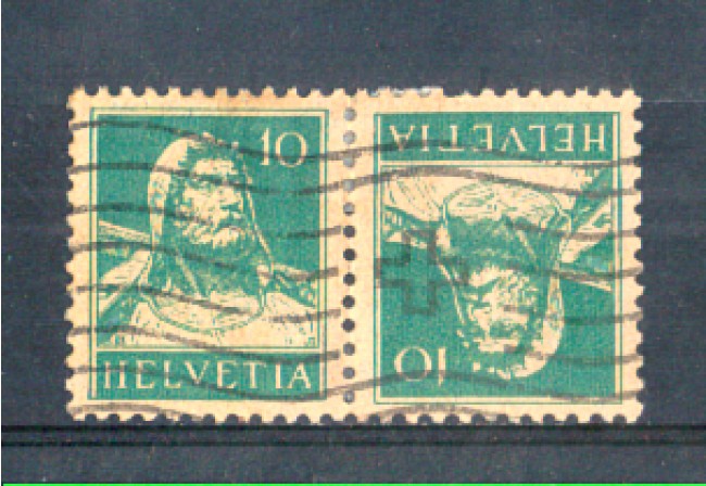 1924/28 - LOTTO/SVIK24U - SVIZZERA - 20+20c. COPPIA TETE BECHE - USATI