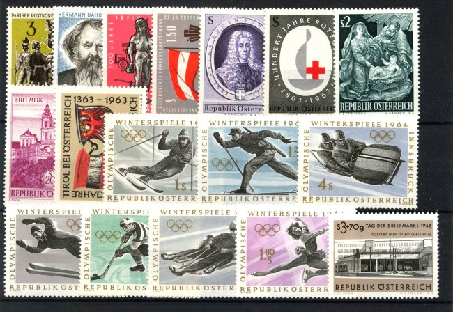 1963 - AUSTRIA - LOTTO/43654 - ANNATA COMPLETA 17v. NUOVI