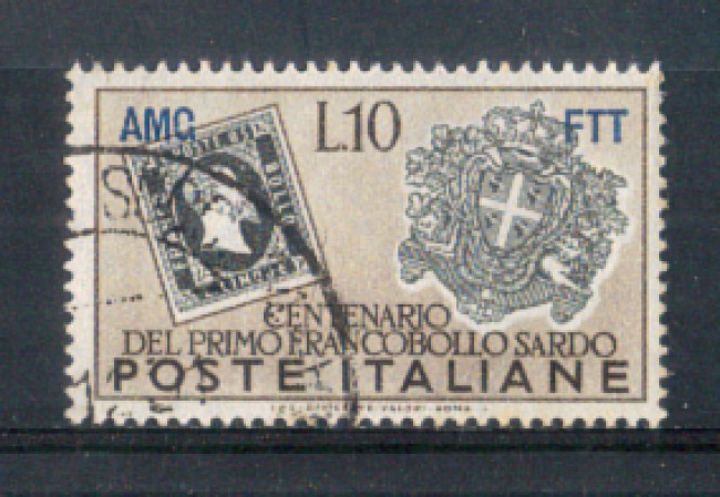 1951 - LOTTO/10302U - TRIESTE A -  10 LIRE  CENTENARIO SARDEGNA USATO