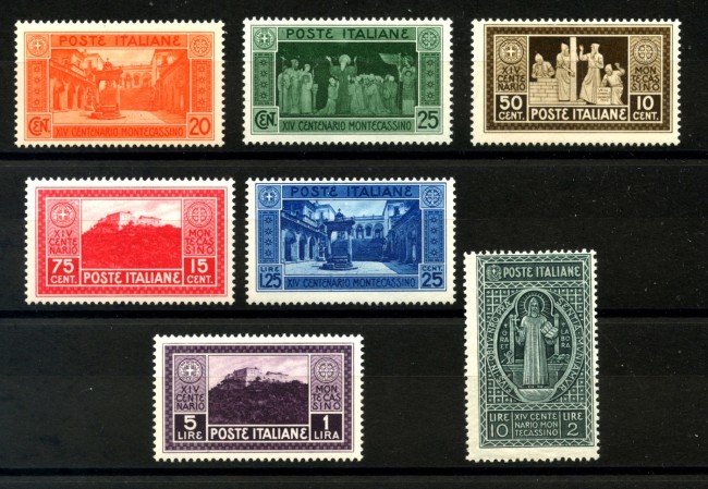 1929 - REGNO  D'ITALIA - LOTTO/37950 - ABBAZIA DI MONTECASSINO 7v. NUOVI