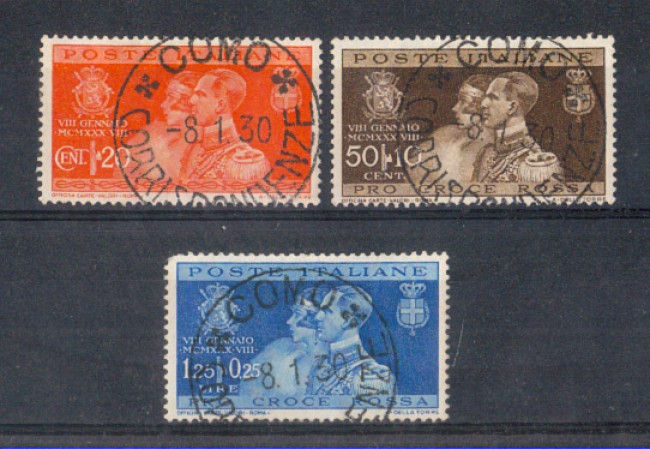 1930 - LOTTO/REG271CPU - REGNO - NOZZE REALI 3v. USATI