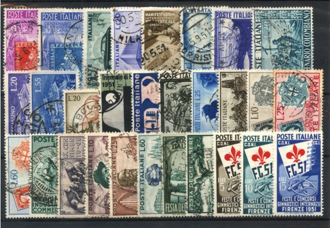 1951 - REPUBBLICA - LOTTO/48168 - ANNATA COMPLETA 29 FRANCOBOLLI USATI /NUOVI