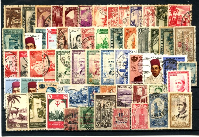 MAROCCO - LOTTO/47952 - COLLEZIONE DI 60 FRANCOBOLLI USATI DIFFERENTI