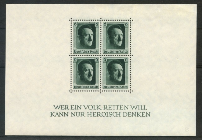 1937 - GERMANIA REICH - COMPLEANNO DI HITLER - FOGLIETTO LINGUELLATO - LOTTO/29505