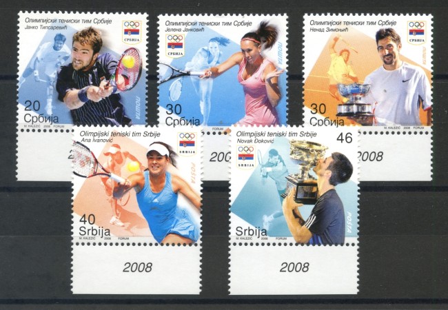 2008 - SERBIA REPUBBLICA - SQUADRA OLIMPICA DI TENNIS  5v. - NUOVI - LOTTO/35085