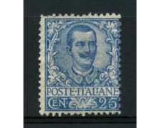 1901 - LOTTO/11617 - REGNO - 25c. AZZURRO FLOREALE - LING. 1901 - LOTTO/11617 - REGNO - 25c. AZZURRO FLOREALE - LING.