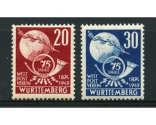 1949 - LOTTO/11771 - GERMANIA WURTTEMBERG - 75° ANNIVERSARIO UPU 2v. - NUOVI 1949 - LOTTO/11771 - GERMANIA WURTTEMBERG - 75° ANNIVERSARIO UPU 2v. - NUOVI
