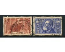 1936 - LOTTO/11778 - FRANCIA - JEAN JAURES 2v . USATI 1936 - LOTTO/11778 - FRANCIA - JEAN JAURES 2v . USATI