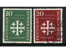 1956 - LOTTO/11869 - GERMANIA FEDERALE - CHIESA EVENGELICA 2v. - USATI 1956 - LOTTO/11869 - GERMANIA FEDERALE - CHIESA EVENGELICA 2v. - USATI