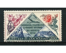 1952 - LOTTO/12016 - SAN MARINO - POSTA AEREA 200 LIRE GIORNATA FILATELICA - LING. 1952 - LOTTO/12016 - SAN MARINO - POSTA AEREA 200 LIRE GIORNATA FILATELICA - LING.